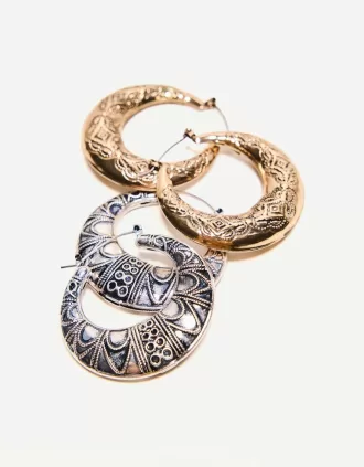 2-pack of boho hoop earrings