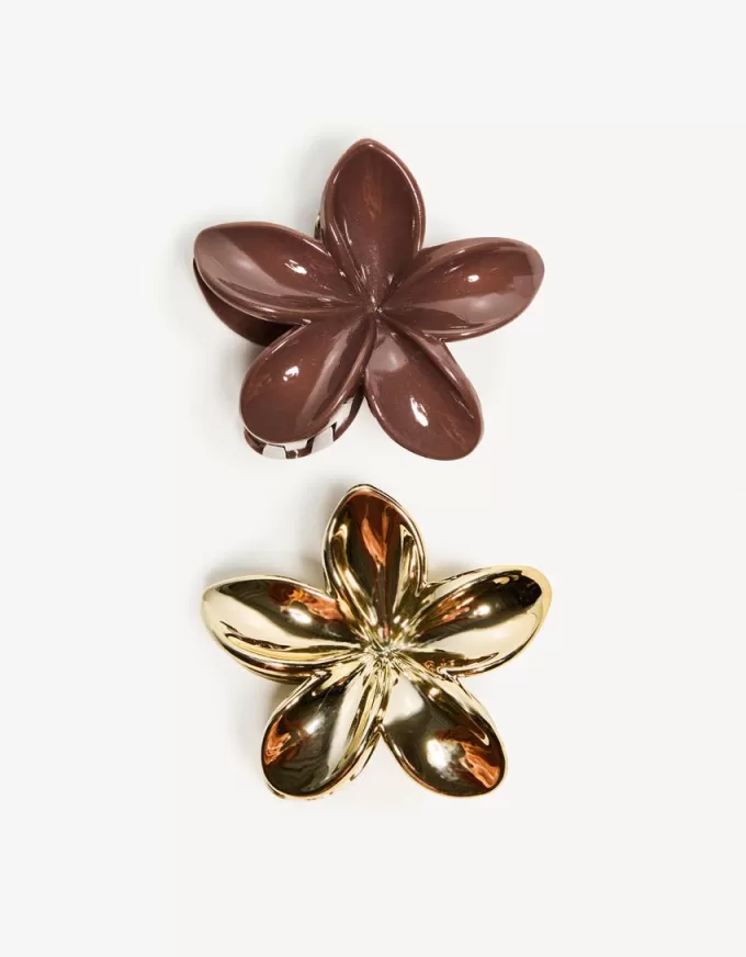 2-pack of metallic flower hair clips 2-pack of metallic flower hair clips