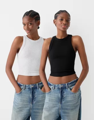 2-pack of sleeveless ribbed T-shirts