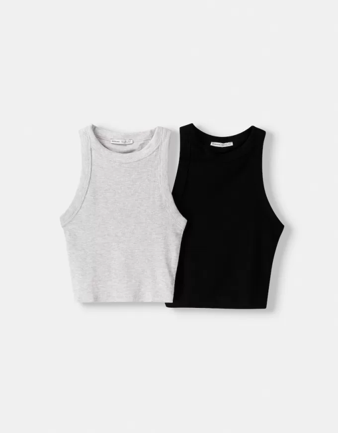 2-pack of sleeveless ribbed T-shirts 2-pack of sleeveless ribbed T-shirts