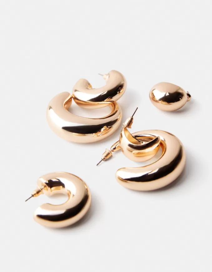 3-pack of chunky hoop earrings