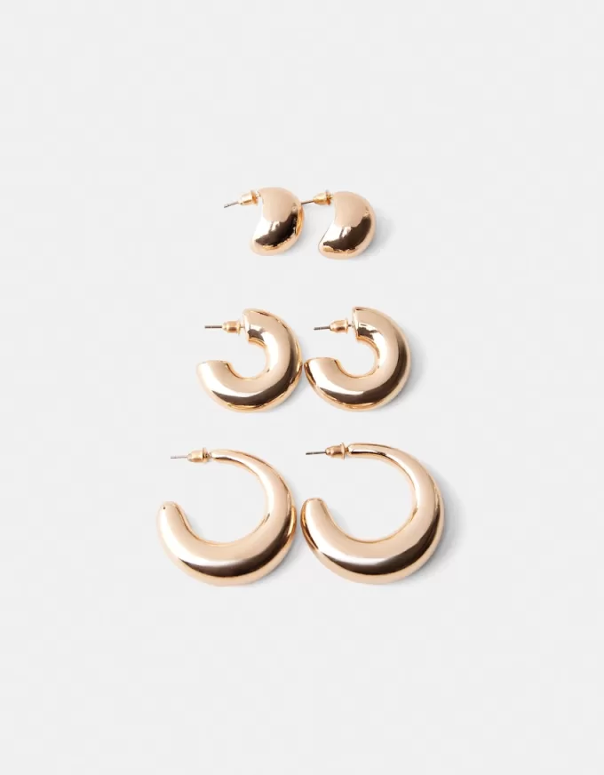 3-pack of chunky hoop earrings