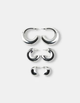 3-pack of chunky hoop earrings