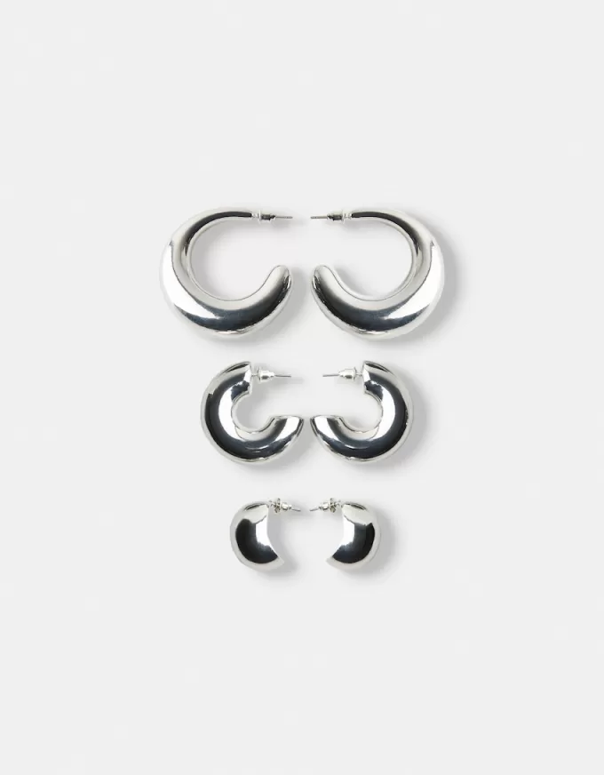 3-pack of chunky hoop earrings