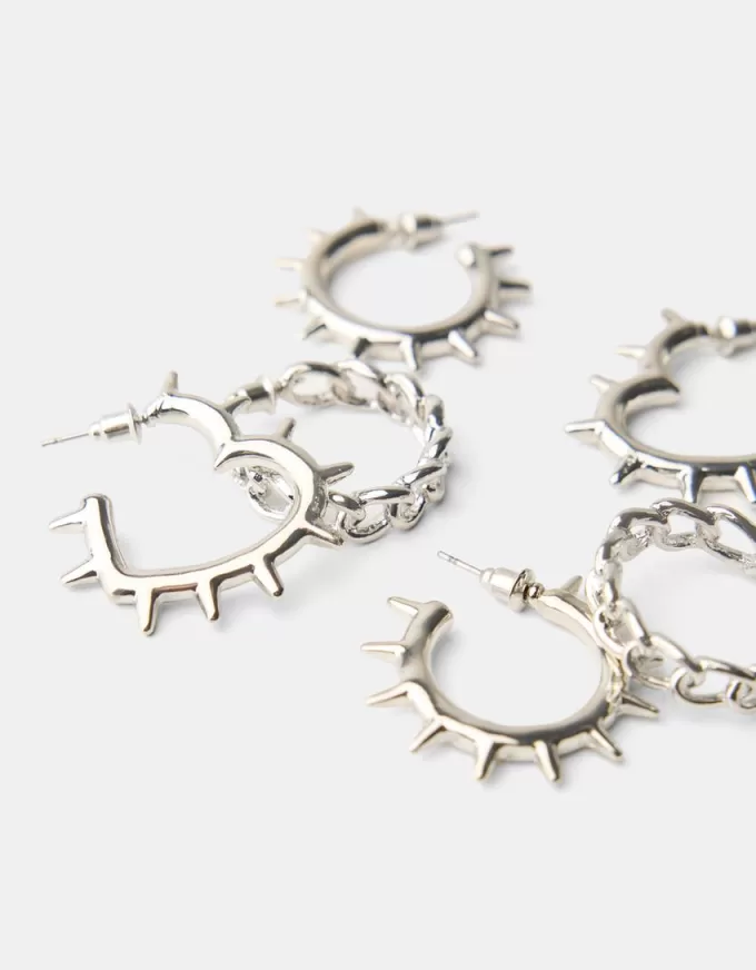 3-pack of grunge hoop earrings 3-pack of grunge hoop earrings