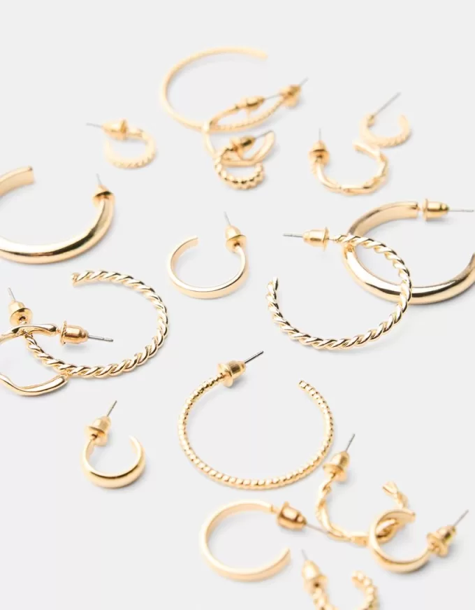 9-pack of textured earrings 9-pack of textured earrings