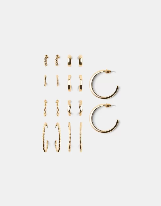 9-pack of textured earrings 9-pack of textured earrings