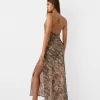Animal print maxi chiffon dress