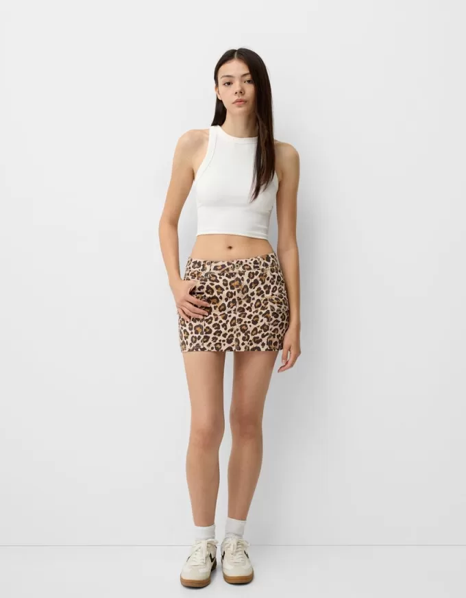 Animal print mini skirt