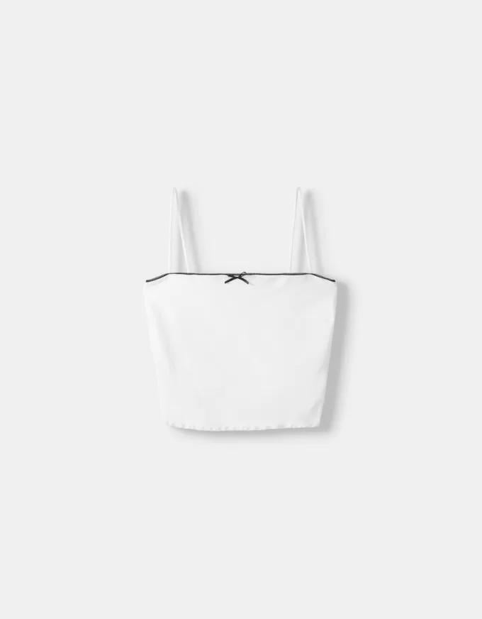 Animal print strappy top with bow detail Animal print strappy top with bow detail