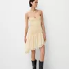 Asymmetric dress with shirred elastic detail Asymmetric dress with shirred elastic detail