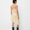Asymmetric dress with shirred elastic detail Asymmetric dress with shirred elastic detail