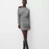 Asymmetric long sleeve dress