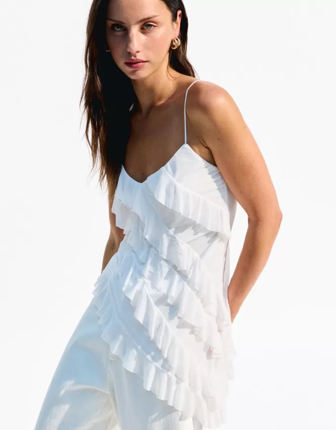 BERSHKA SERIES asymmetric ruffled top BERSHKA SERIES asymmetric ruffled top