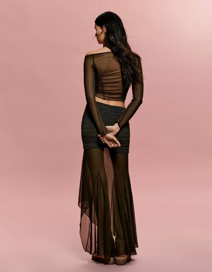 BERSHKA SERIES gathered tulle midi skirt BERSHKA SERIES gathered tulle midi skirt