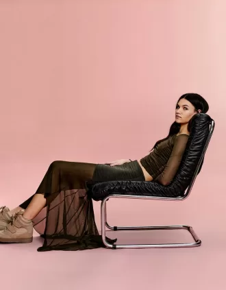 BERSHKA SERIES gathered tulle midi skirt