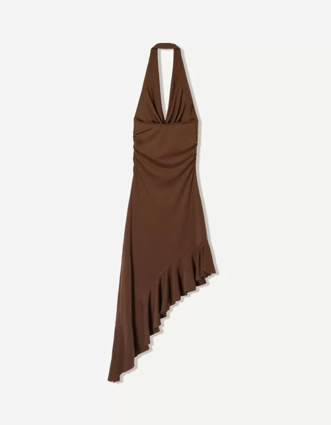BERSHKA SERIES midi dress with asymmetric hem BERSHKA SERIES midi dress with asymmetric hem