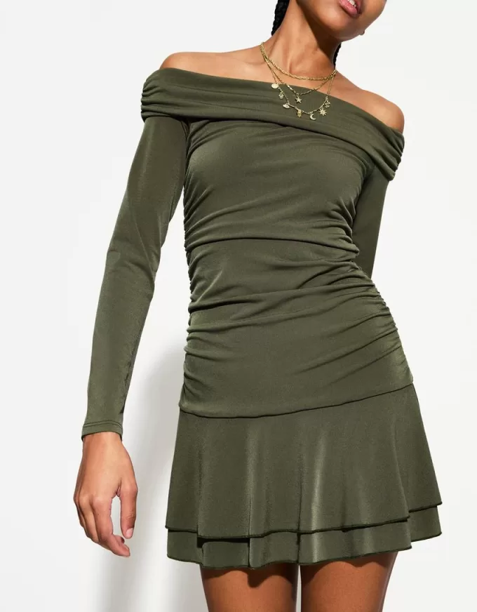 BERSHKA SERIES ruffled long sleeve mini dress BERSHKA SERIES ruffled long sleeve mini dress