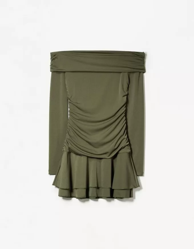 BERSHKA SERIES ruffled long sleeve mini dress BERSHKA SERIES ruffled long sleeve mini dress