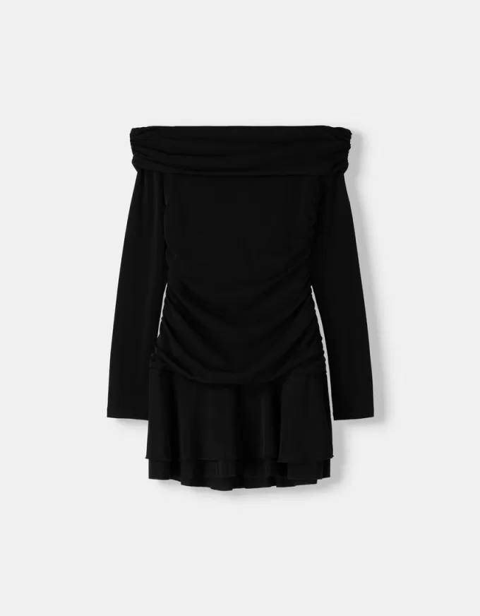 BERSHKA SERIES ruffled long sleeve mini dress BERSHKA SERIES ruffled long sleeve mini dress