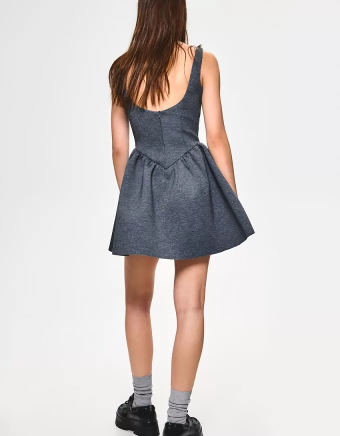 BERSHKA SERIES voluminous neoprene-effect skirt dress