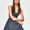 BERSHKA SERIES voluminous neoprene-effect skirt dress