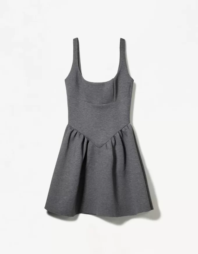 BERSHKA SERIES voluminous neoprene-effect skirt dress