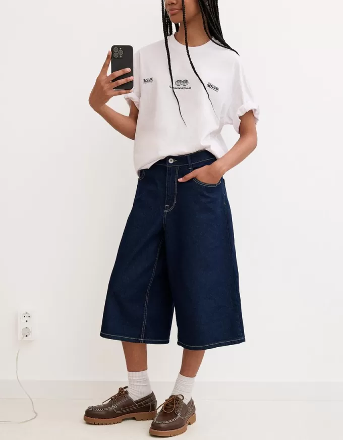 Baggy denim Bermuda shorts