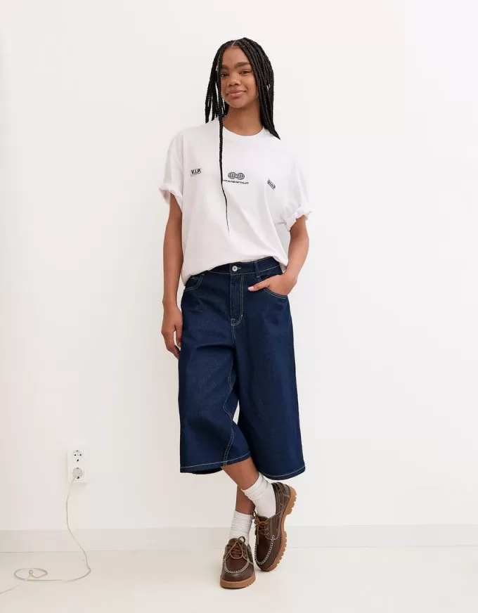 Baggy denim Bermuda shorts