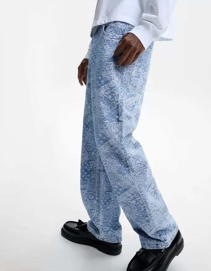 Baggy jacquard jeans