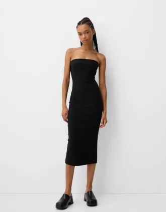 Bandeau neckline midi dress
