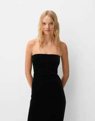 Bandeau velvet midi dress