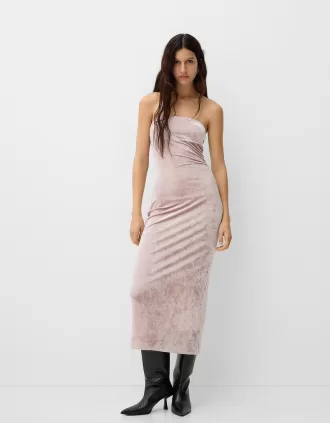 Bandeau velvet midi dress