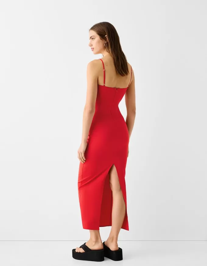 Bengaline midi dress with straps Bengaline midi dress with straps