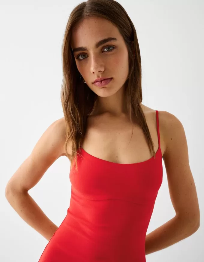 Bengaline midi dress with straps Bengaline midi dress with straps