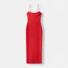 Bengaline midi dress with straps Bengaline midi dress with straps