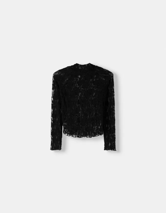 Blonde lace high neck long sleeve T-shirt Blonde lace high neck long sleeve T-shirt