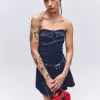 Box pleat denim mini dress Box pleat denim mini dress