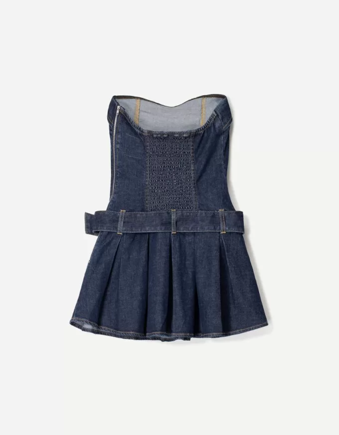 Box pleat denim mini dress Box pleat denim mini dress