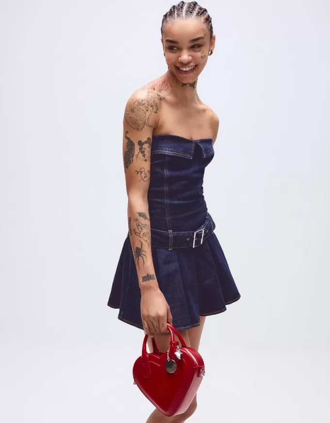 Box pleat denim mini dress Box pleat denim mini dress