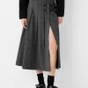 Box pleat midi skirt with a belt detail Box pleat midi skirt with a belt detail
