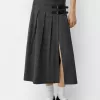 Box pleat midi skirt with a belt detail Box pleat midi skirt with a belt detail