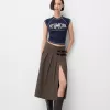 Box pleat midi skirt with a belt detail Box pleat midi skirt with a belt detail