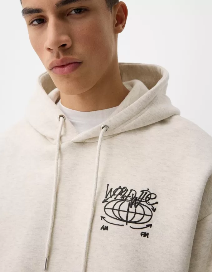 Boxy fit print hoodie