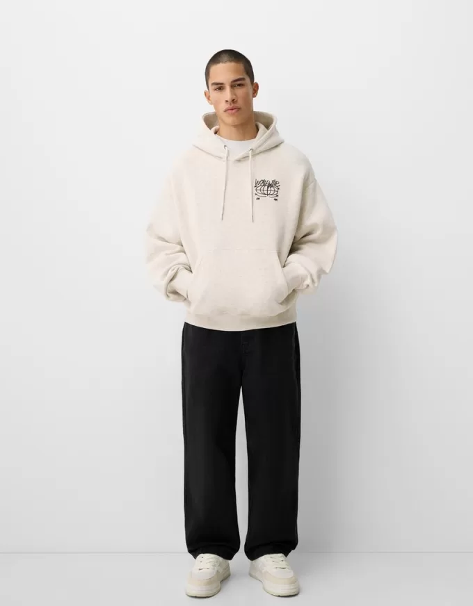 Boxy fit print hoodie