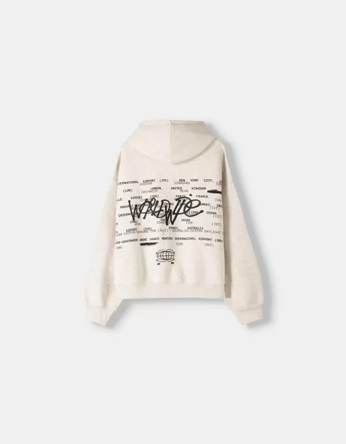 Boxy fit print hoodie