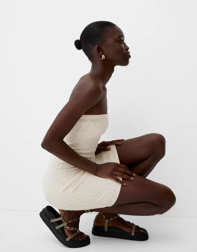 Braided off-the-shoulder mini dress Braided off-the-shoulder mini dress