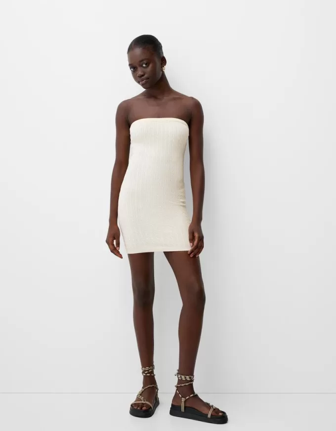 Braided off-the-shoulder mini dress Braided off-the-shoulder mini dress