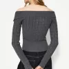 Cable-knit Bardot cardigan with zipper