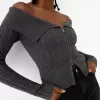 Cable-knit Bardot cardigan with zipper
